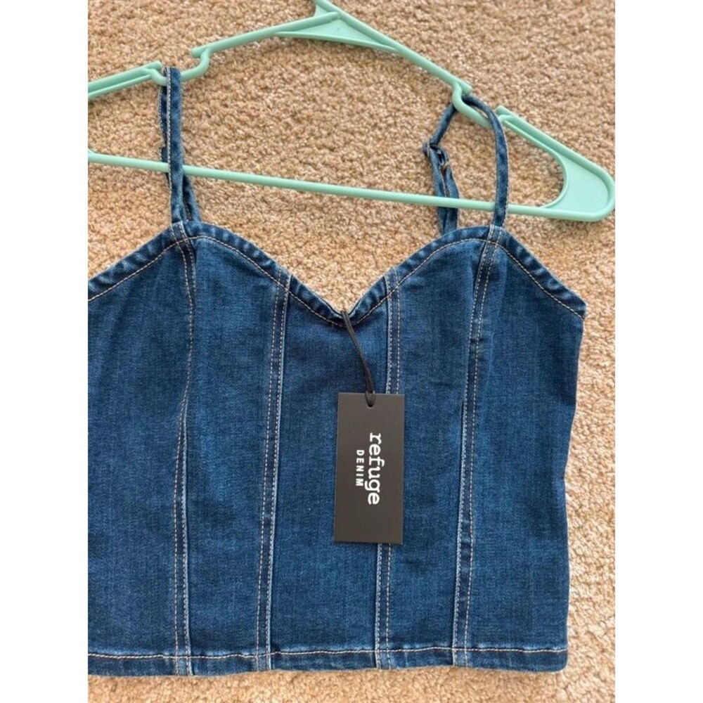 Refuge denim crop top small nwt